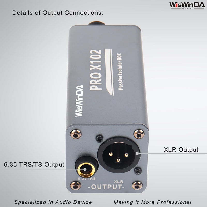 WisWinDa Store Pro X102-1S 1/4 6.35 TRS/TS/XLR Multi-Purpose Hum Eliminator Box Microphone and Audio Player Ground Loop Noise Isolator HiFi Stereo Noise Filter for Different Audio Using Systems - Image 4